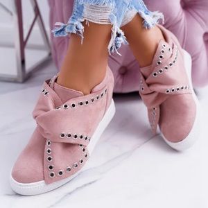 New!!! Pink slip on sneakers with wedges....Funky